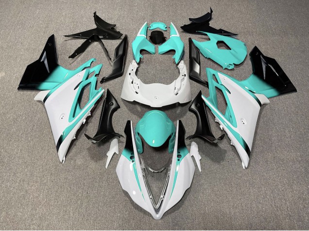 Bianco Lucido & Verde Acqua 2013-2016 Triumph Daytona 675 Carene Moto
