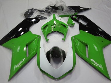 Verde Lucido & Bianco 2007-2014 Ducati 848 1098 1198 Carene Moto